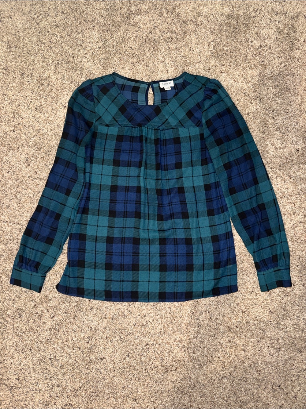 J. Crew Plaid Blouse in Blue and Green